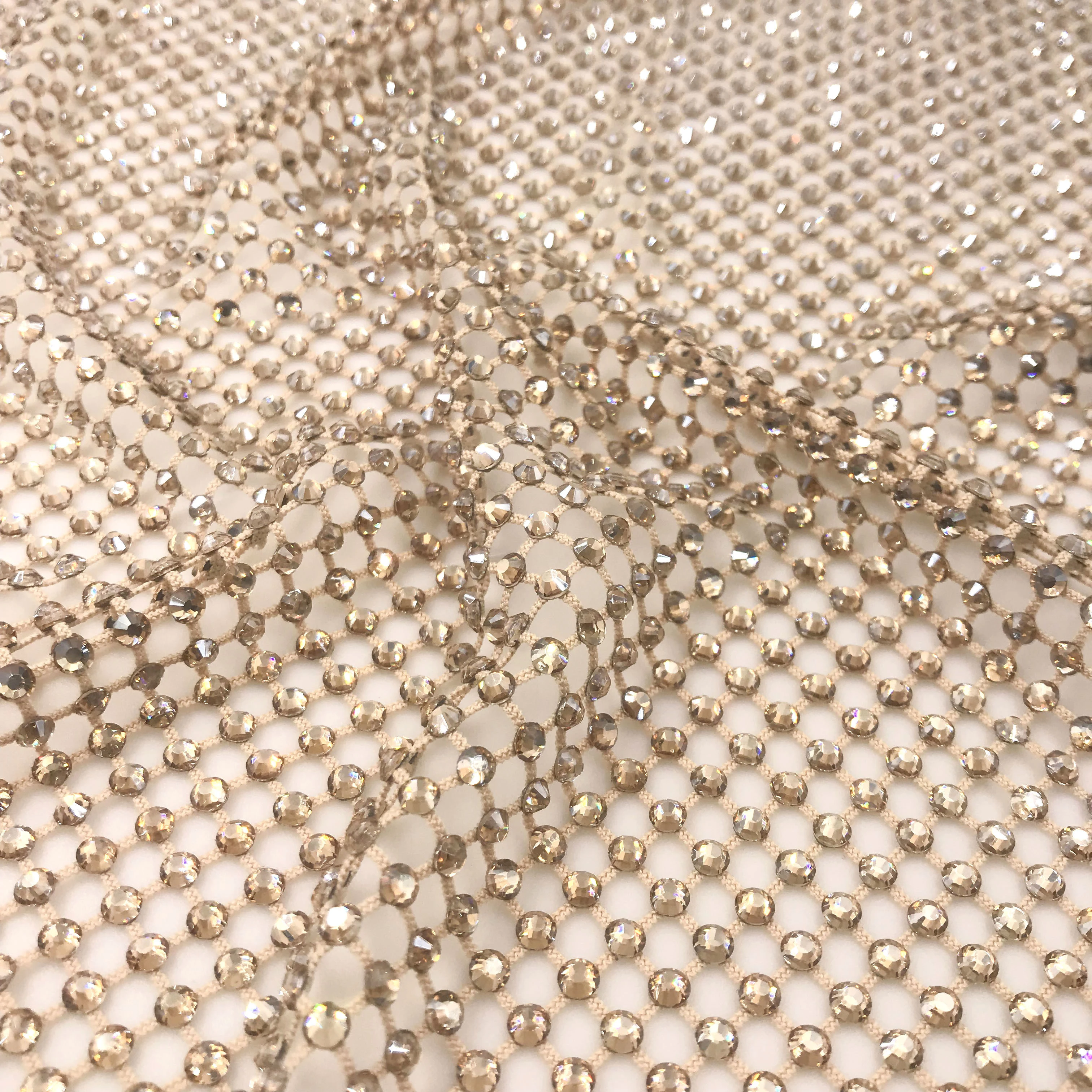 High Quality Rhinestone Fishnet Fabric Mesh Trim for Formal Dress