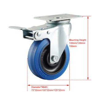 High Quality Side Brake Caster Wheel/Silicone Casters/Silicone Furniture Wheel Caster