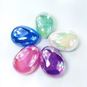 Holographic Crystal Iridescent Colorful Glitter Egg shape Detangling Hair Brush