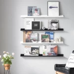 Home decor wooden floating shelves wall mounted bamboo wall rack shelf for living room