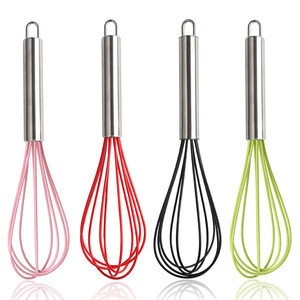 Hot sale 10 inch Hand  Whisk Mixer Food Grade Silicone Egg Whisk Baking Beaters Kitchen Cooking Tool