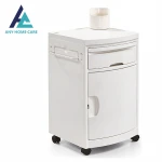 Hot sale abs plastic hospital bedside tables with wheels