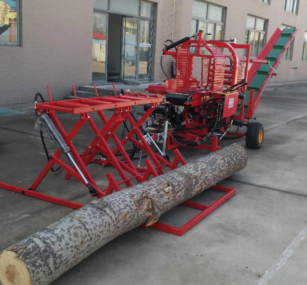 Hot sale forestry machinery 38 ton fire wood processor hydraulic log splitter with 28&quot; chainsaw powered by Hon. GX630 motor, EPA