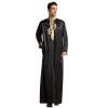 Hot sale Muslim Arab Middle East silk robe with embroidered collar men dubai islamic clothing