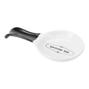 Hot Sale Personalized Handmade Ceramic Spoon Rest with Black Accents