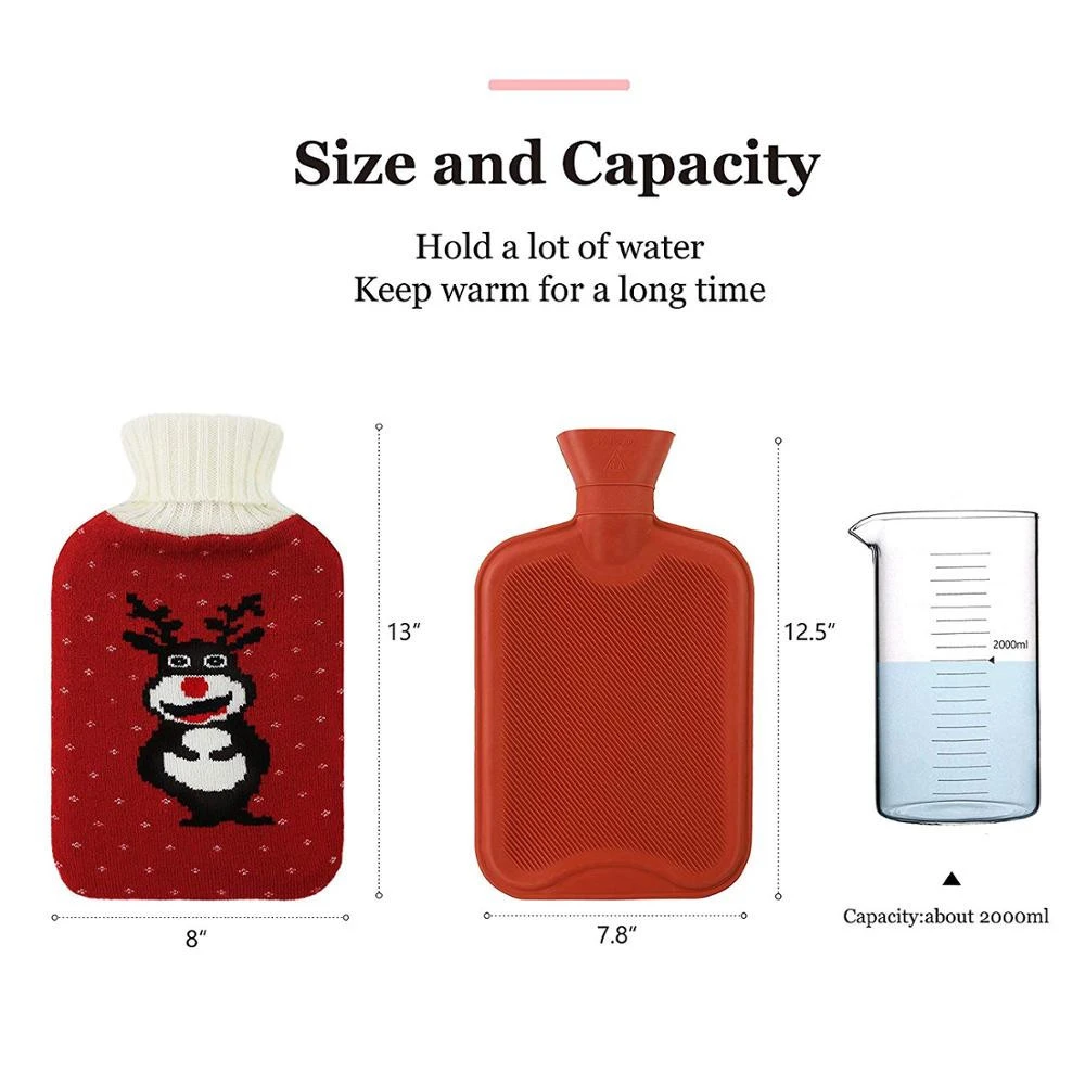 Hot selling christmas knitting warm hands hot water bag bottle cover