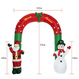 Hot Selling Festival Event Outdoor Party Decoration Entrance Door 2.7m Tall Led Light Inflatable Christmas Arch