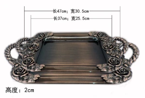 Hot Selling Middle East Stainless Steel 2 PCS Set Rose Emboss Retro Craft Serving Tray