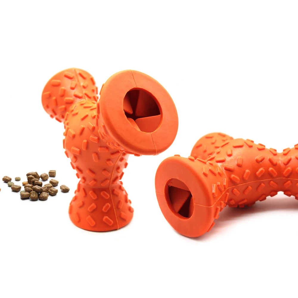hot selling Soft three-sided dog food interactive rubber tough dog pet toys dog chew toys