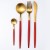 Import Hot Selling Wedding Party Tableware Gift Stainless Steel Restaurant Cutlery Black Handle Dinnerware Matte Gold Flatware Sets from China