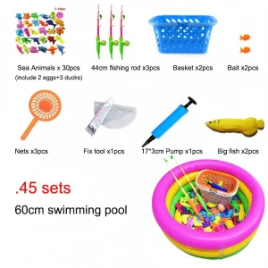 Hot set fish with basket and swimming pool kids Magnet fishing toys