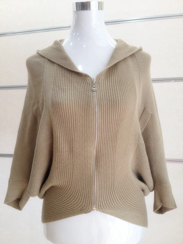 Hot Wholesale Winter Solid Thick Hooded Cable Cardigan Sweater Women for Custom