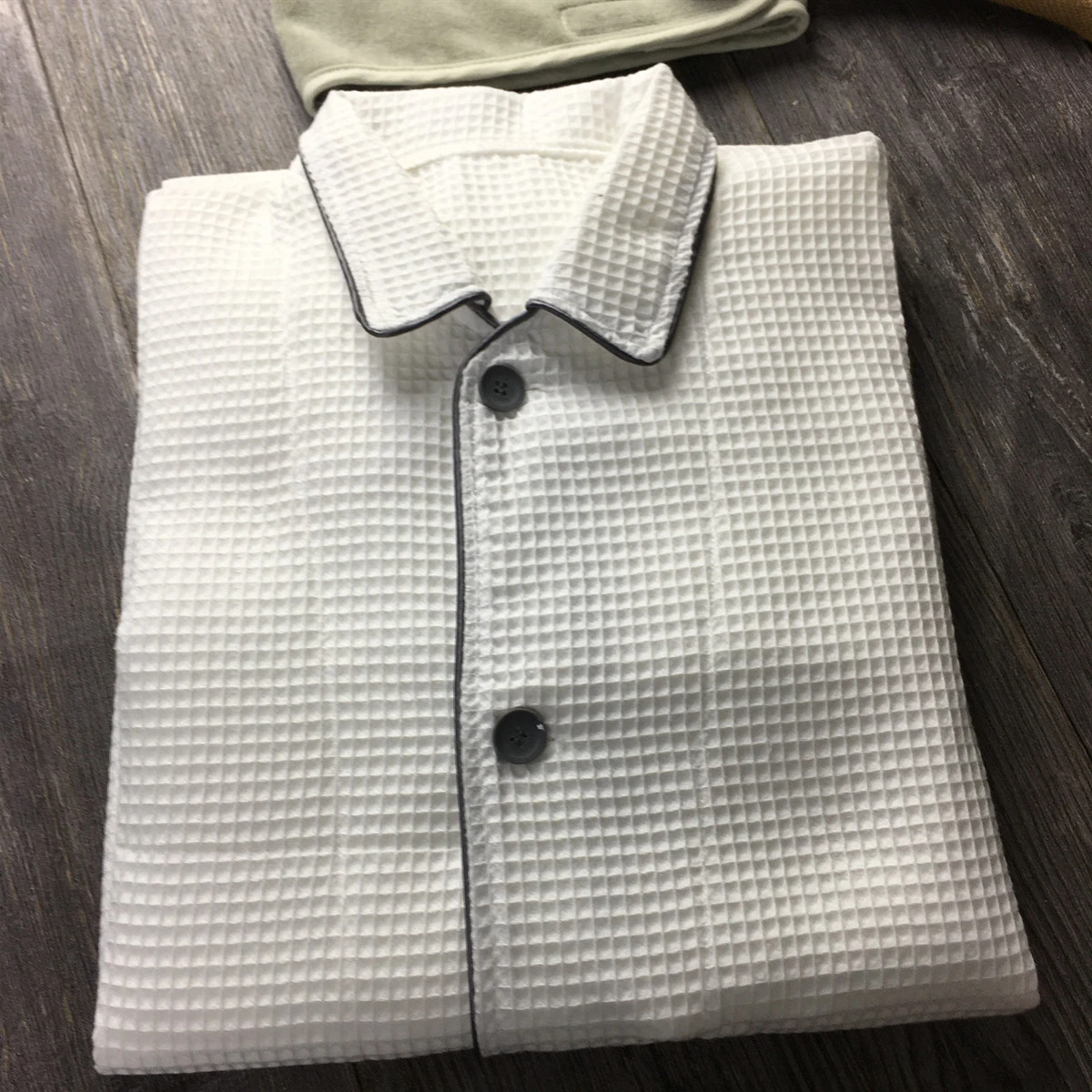 hotel bath linen 100% combed cotton waffle bathrobe with piping and buttons