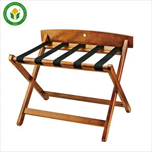 Hotel cherry red wooden folding baggage holder luggage rack stand