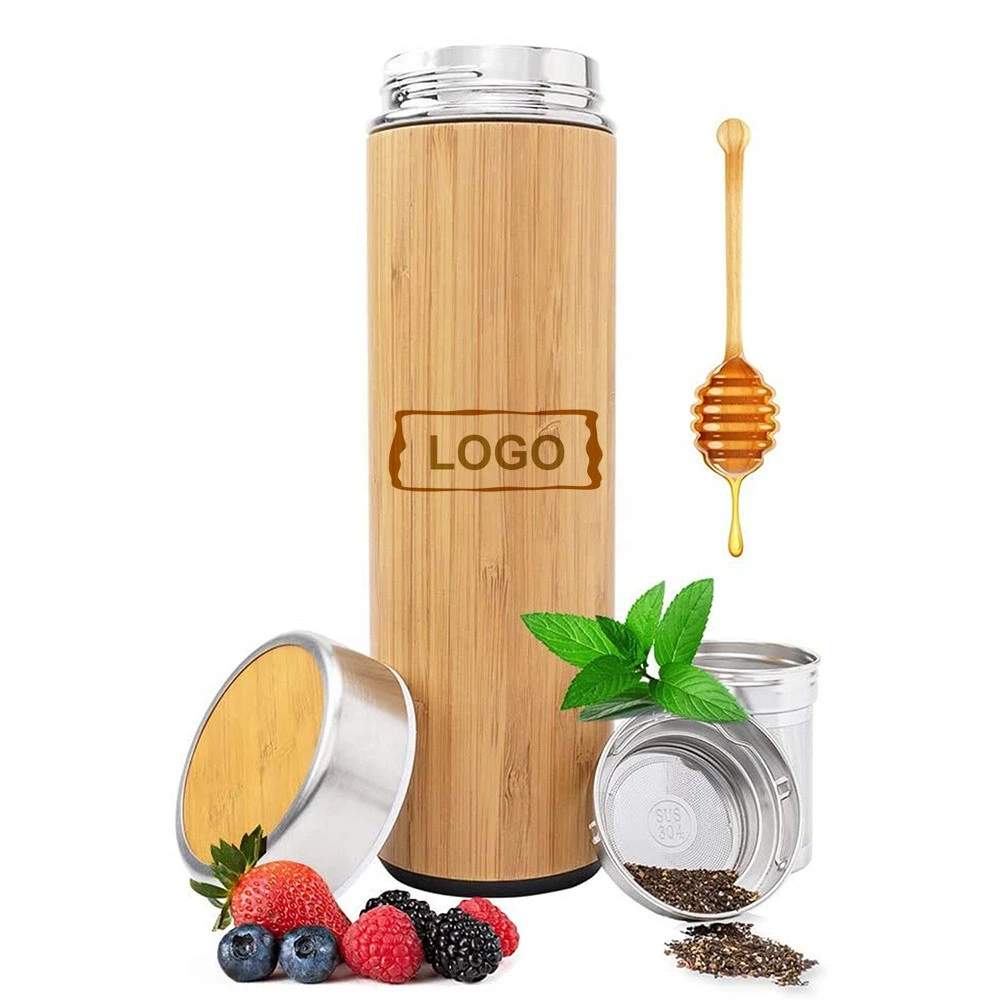Insulated Bamboo Coffee Thermos Flask Vacuum with Customized Logo