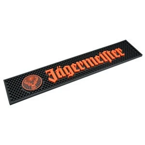 jagermeister custom logo embossed Eco friendly custom oem design soft drip PVC bar mat