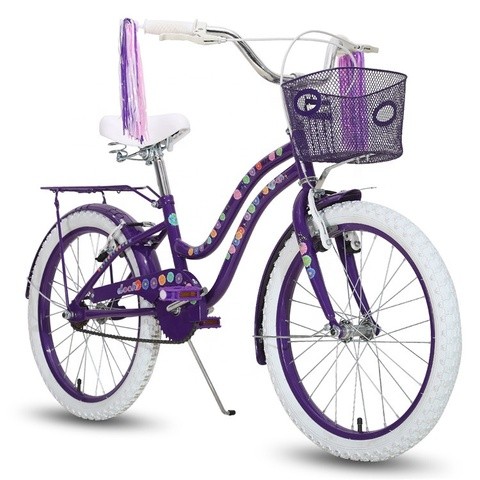 JOYKIE china manufacturer 20 inch purple kids girls bike with basket and rear seat