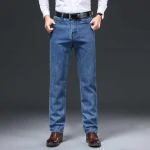 JQ3 factory wholesale mens jeans classic style business casual gentlemen stretch regular fit denim trousers