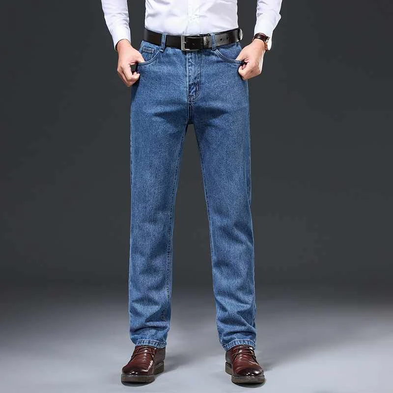 JQ3 factory wholesale mens jeans classic style business casual gentlemen stretch regular fit denim trousers