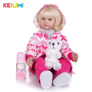 KEIUMI Baby Doll 60cm Big Blonde Realistic Blue Eyes Pure Manual Reborrn Dolls