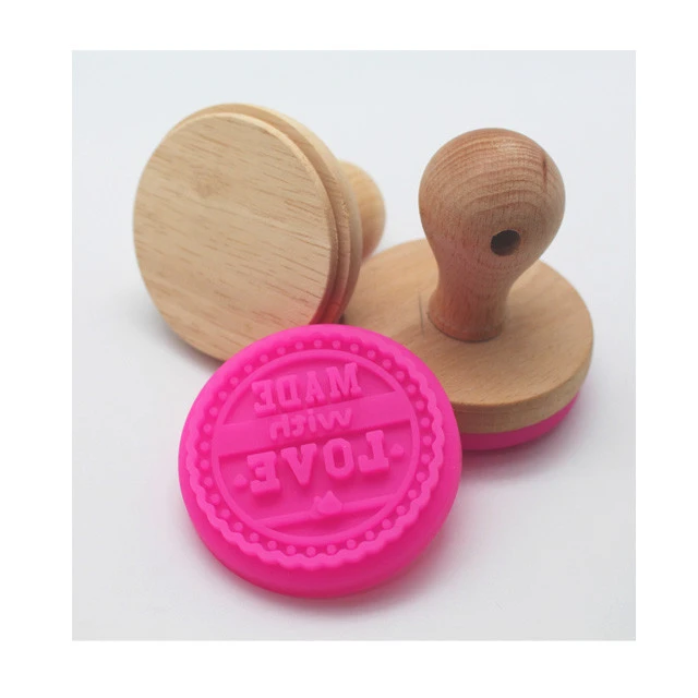 Kids silicone biscuit stamp with wooden handle
