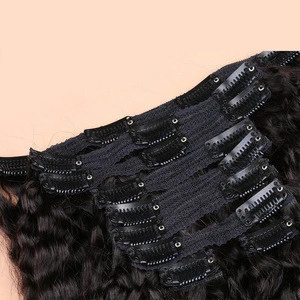 Kinky Straight Clips In Human Hair Extensions Coarse Yaki Clip Ins 100% Brazilian Virgin Hair For Black Women