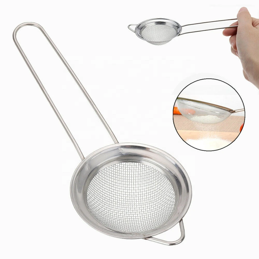 Kitchen Fine Mesh Strainer - Stainless Steel Mesh Sieves With Handles Ideal to Sift Flour