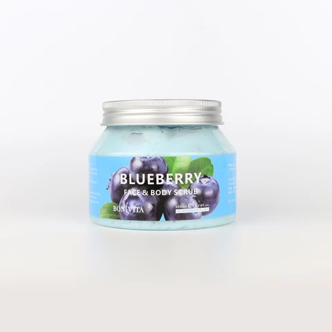 Korean private label natural fruit blueberry shea butter exfoliator whitening face and body scrub