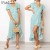 Import Lady Loose V-Neck Short Sleeve Flora flower girls&#39; Boho Beach Ruffles Chiffon long skirt casual women Summer irregular dress from China