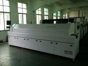 Large lead-free hot air 10 temperature zones reflow oven,SMT reflow soldering machine for LED