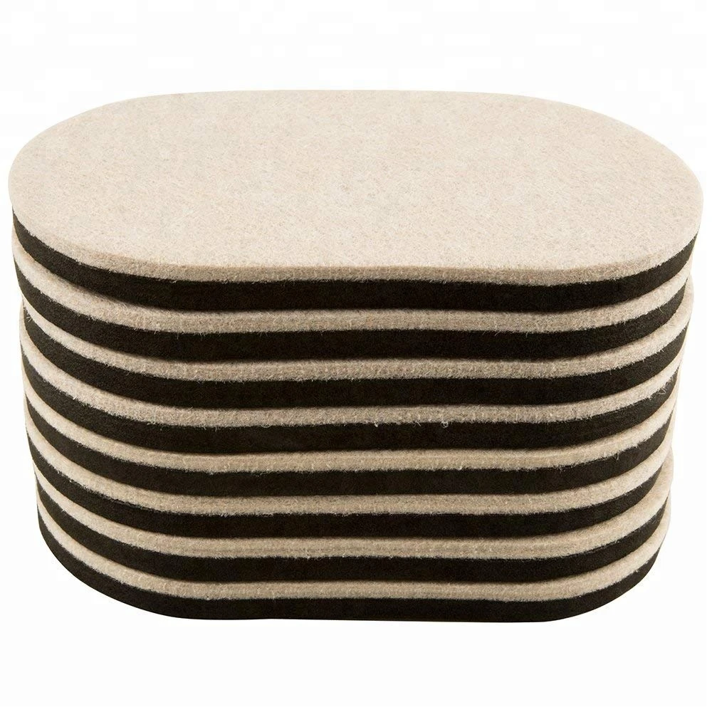 Large Oval Felt Sliders Felt Furniture Moving Pads with non-slip Rubber Foam for Hard Surfaces
