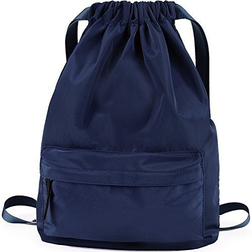 Large Shopping Sport Drawstring Backpack with Front Pocket Drawstring Bag Waterproof