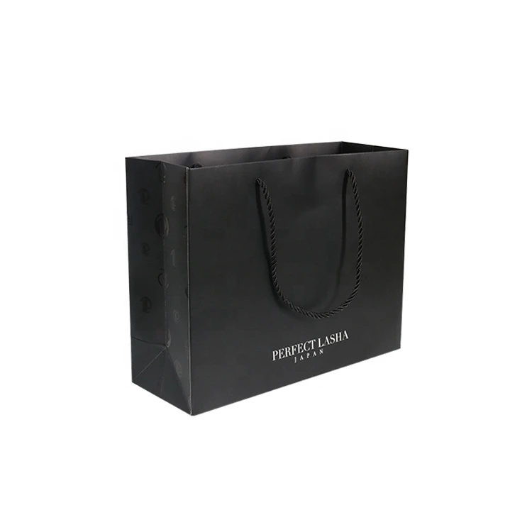Large Size Custom Logo Black Gift Shopping Kraft Paper Bags With Handles