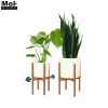 living room planter indoor plant wooden  bamboo flower pot stand for plants
