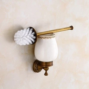 Long Handle High Quality Toilet Cleaning Brush Holder Set Bathroom Accessories Brass Toilet Brush And Holders