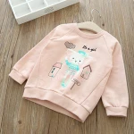 Lovely rabbit round collar long sleeve girls sweater