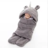 Lovely unicorn downy flannel fleece baby hood blanket baby sleeping bag for 0-12 month infant
