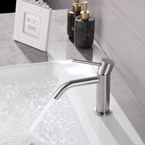 luxury 304 stainless steel Bathroom Sink Single Handle Lavatory Basin Brushed Nickel Single cold Faucet