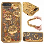 luxury 3d liquid quicksand flowing floating bling glitter  lip phone  xs max case shining lipstick kiss soft silicone cover