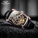 Luxury Stainless Steel Case 316L Genuine Leather Strap Sapphire Glass Custom Dial Automatic Mechanical Wrist Black Men Watch