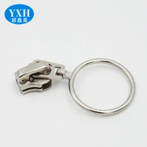 Manufacturer sale ring silver zipper puller metal zipper slider design