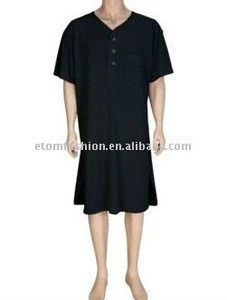 Mens Nighties Black Jersey Cotton mens nightshirts FD11629