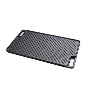 Metal material Cast iron BBQ griddle plate with reversible Double used flat grill pans