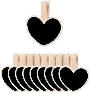Mini Chalkboards Signs with Wooden Clip Wood Heart Design blackboard Tag for Weddings Birthday Party Message Board Signs