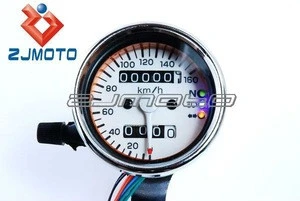 MINI Mechanical Speedometer Tachometer Motorcycle Meter Gauge With White Interface 3 LED Indicators For Custom