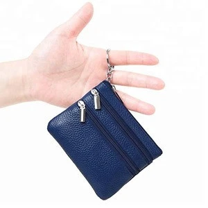 Mini men change wallet pu leather coin purse with key ring