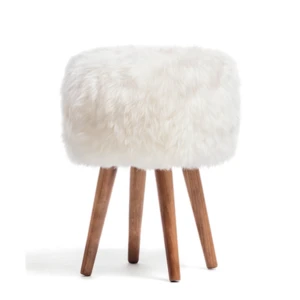 Modern 4 legged wooden round leather stool chairs