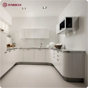 Modern style knock down white color lacquer finish kitchen cabinet
