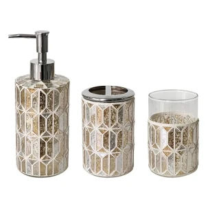 Mosaic Bathroom Accessories Set 6 -Piece Includes Soap Dispenser Tumbler Toothbrush Holder Soap Dish