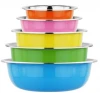 Multi color stainless steel washing basin deep mixing bowl